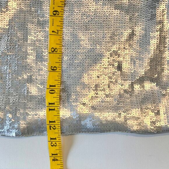 NWOT Sequin Micro Mini Skirt Silver Festival Glam Sexy Bling Office Siren XS y3k - Picture 7 of 8